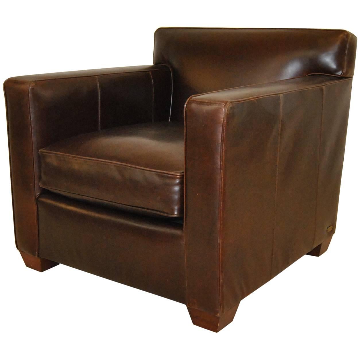 Ralph Lauren Graham Armchair in Distressed Brown Leather