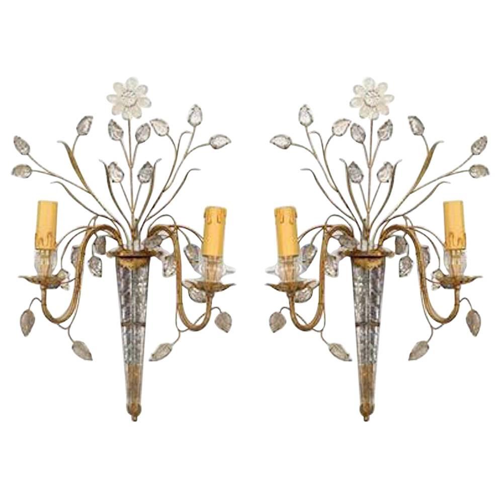 4 Maison Bagues French Mid-Century Gilt Branch Wall Sconces