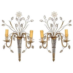 Vintage 4 Maison Bagues French Mid-Century Gilt Branch Wall Sconces