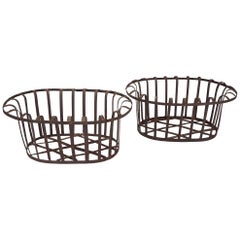 Pair of French Wrought Iron Flower Baskets from the Estate of Bunny Mellon