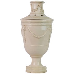 Rare 18th Century Leeds Cream Ware Covered Potpourri Jar or Urn