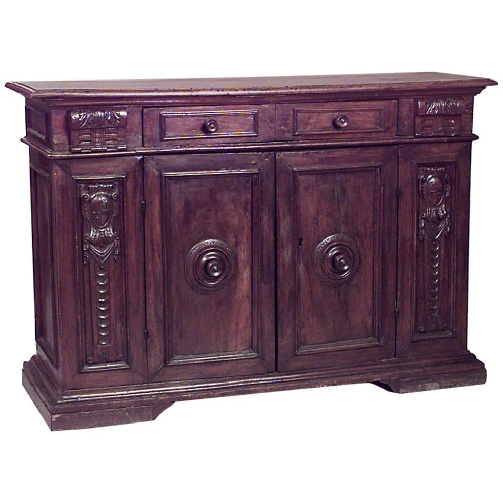 Spanish Renaissance Style Walnut Sideboard For Sale