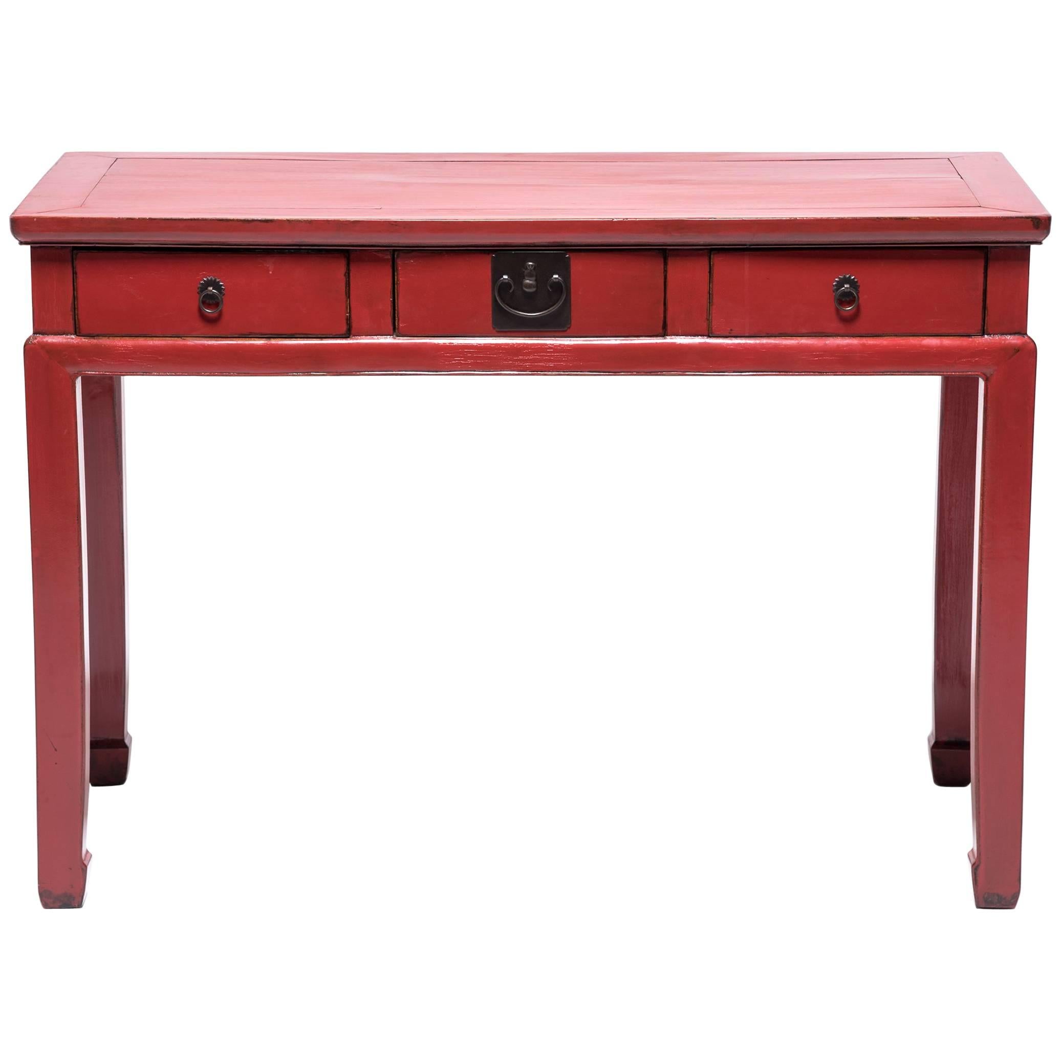 19th Century Chinese Red Lacquer Desk