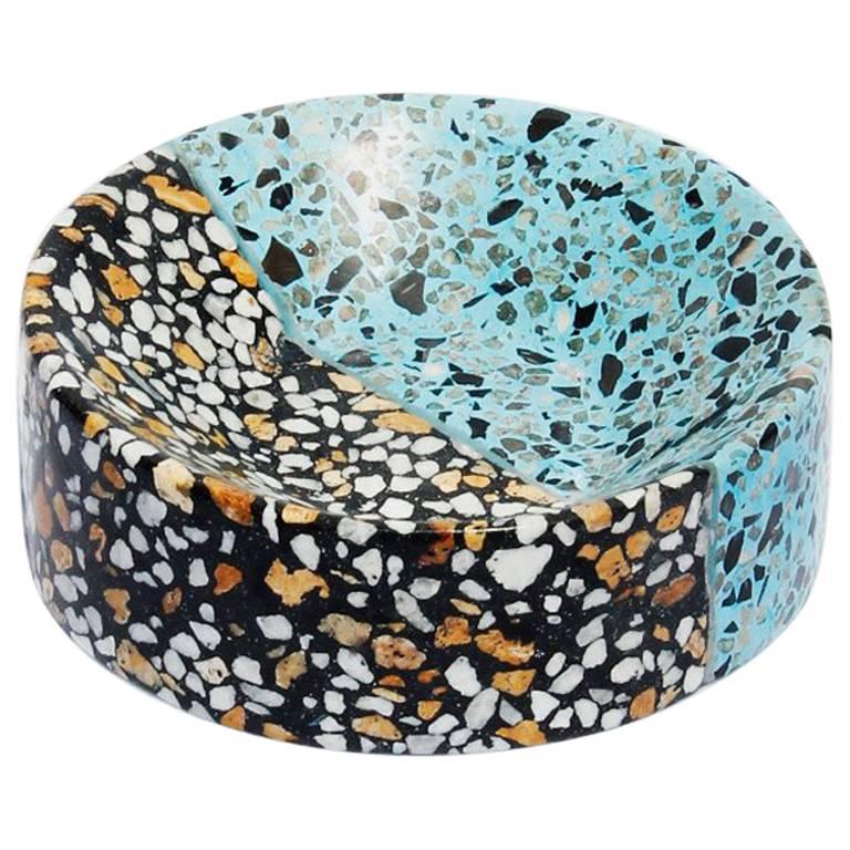 BLUE bowl, Ashtray Multi-color Terrazzo Stone Post-modern Style For Sale