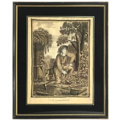 18th Century Garden Themed Needlepoint Portrait