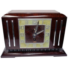 Vintage 1930s Art Deco French Bakelite Mantle Clock by Jaz