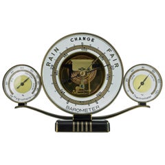 Vintage Hans Lufft Machine Age Luxury Table Barometer Weather Station Mid-Century Modern