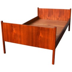 Danish Modern Teak Twin Bed Frame by Westnofa with Rails and Slats