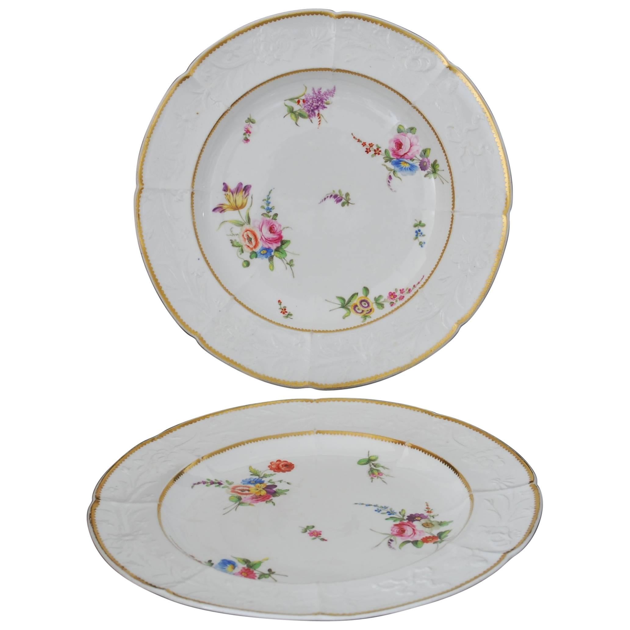 Pair of Plates, Roses and Tulips, Nantgarw, circa 1815 For Sale