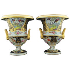 Pair of Campana Vases, Dublin Decorated, Derby Porcelain Works, circa 1810