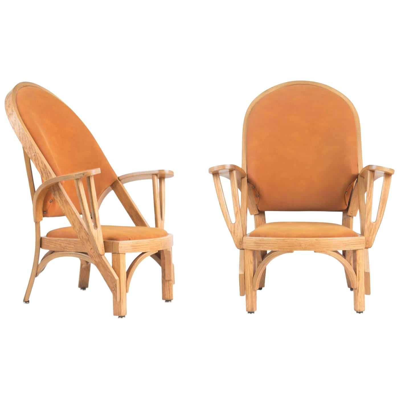 Norman Ridenour Bentwood Low Armchairs, Signed and Dated, 1978