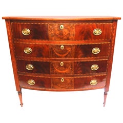 19th Century Sheraton Four-Drawer Inlaid Bowfront Chest of Drawers