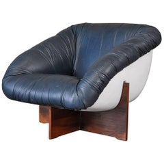 Leather and Fiberglass Lounge Chair by Percival Lafer