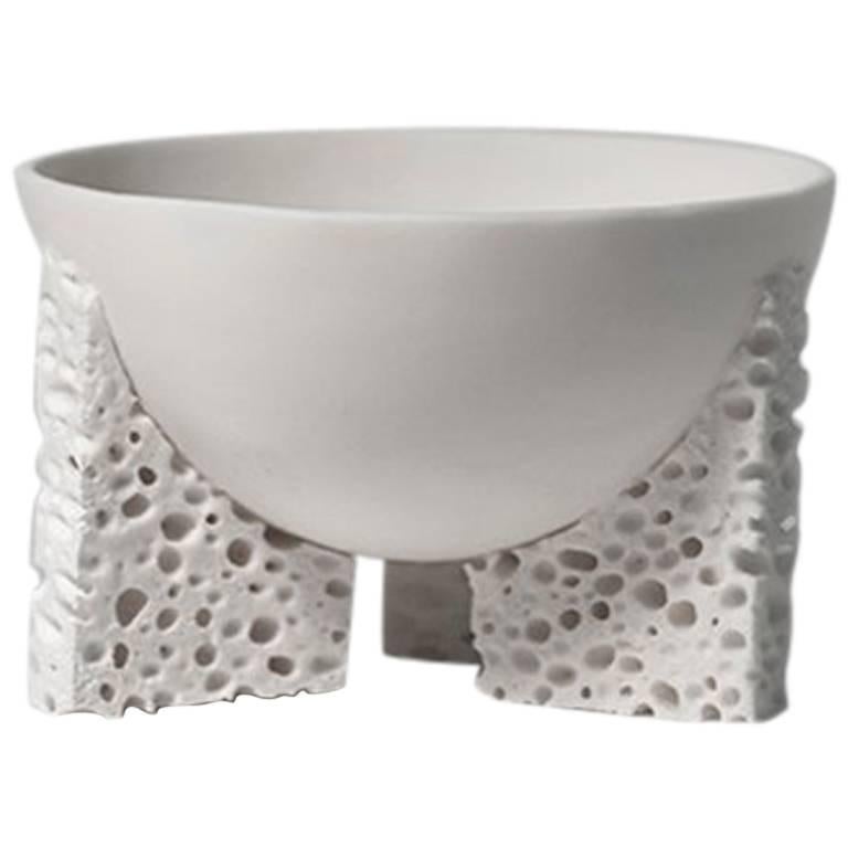 Contemporary Tektites 'Lost Foam' White Porcelain Bowl by Studio Furthermore For Sale