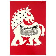 Original Vintage Advertising Poster for the Times Newspaper Horse Design - Games