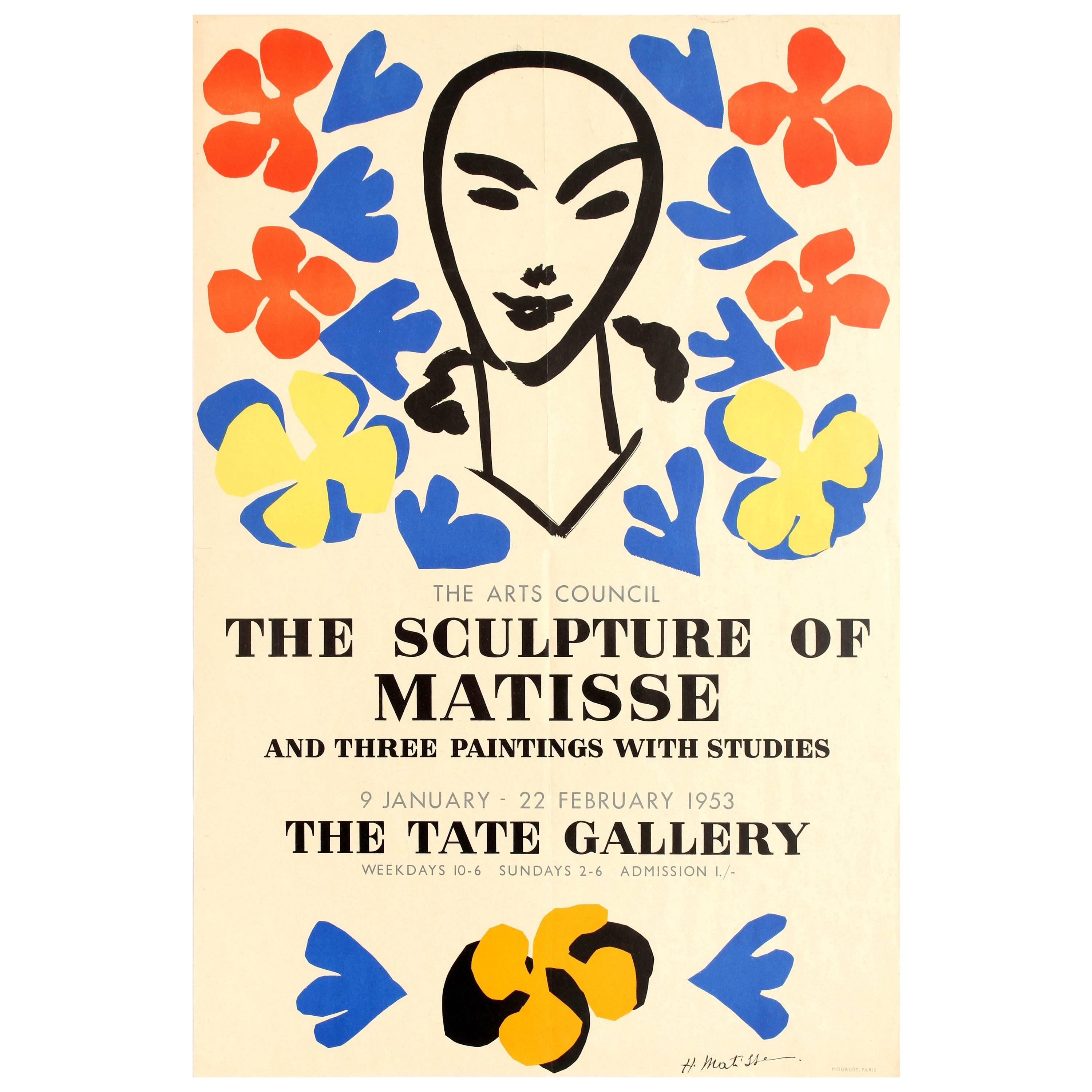 Original Vintage Arts Council Exhibition Poster for Matisse At The Tate Gallery
