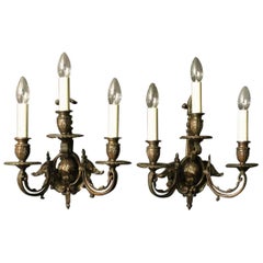 French 19th Century Pair of Cherub Antique Wall Sconces