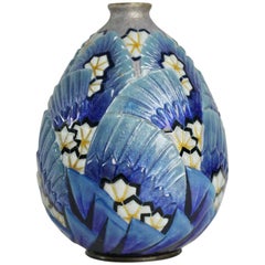 Camille Faure Enameled Copper Vase