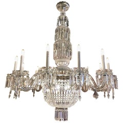 Antique 19th Century Bohemian Twelve-Light Cut Crystal Chandelier from Czech Republic