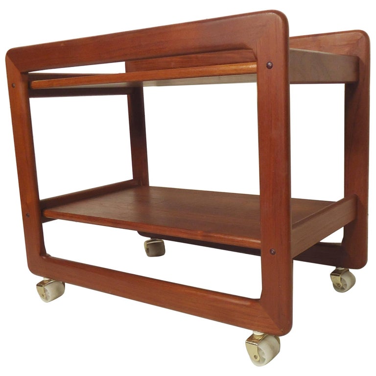 MidCentury Modern ThreeTier Teak Rolling Cart For Sale at 1stdibs