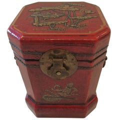 Luscious Leather Embossed Hand-Painted Chinoiserie Box