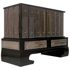 1920s Murano Rectangular Black Wood and Art Glass Italian Sideboards