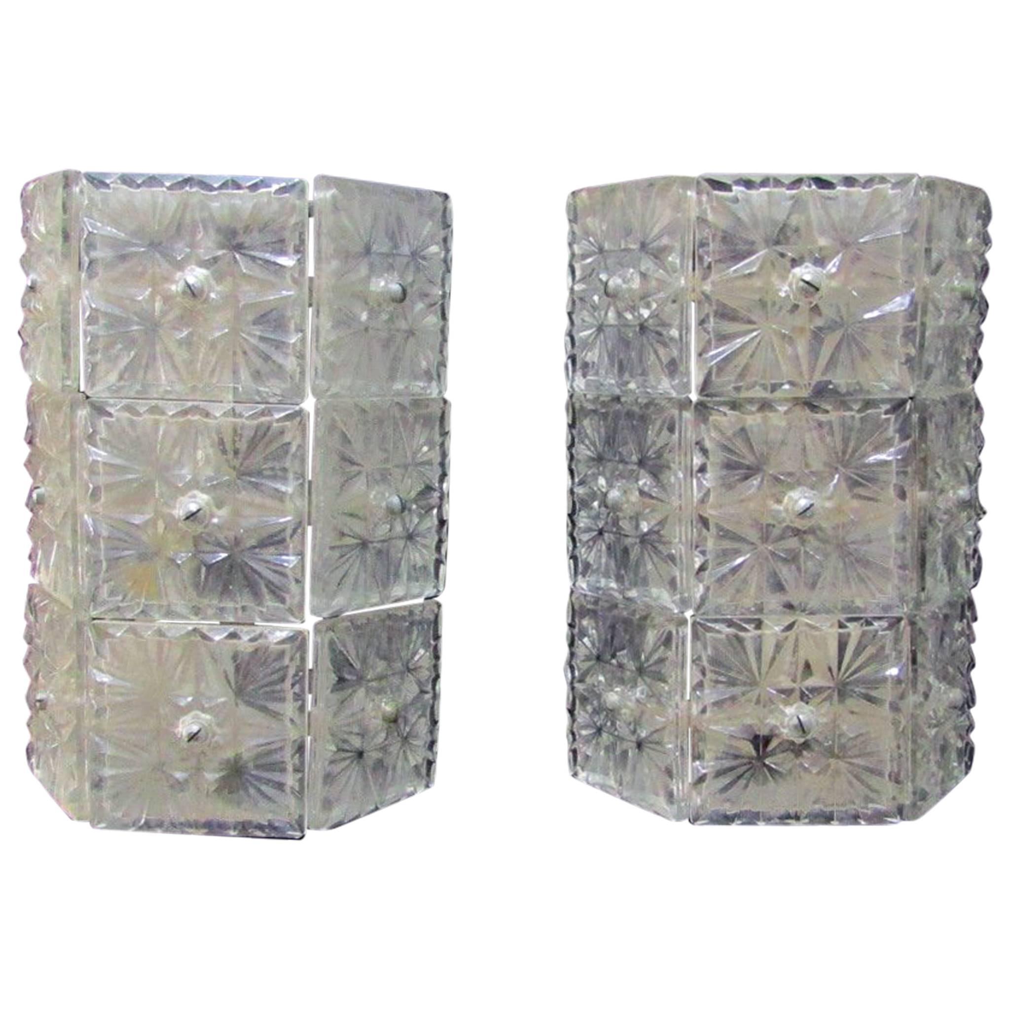 Large Crystal Sconces, Italy, 1960s, Set of Two For Sale