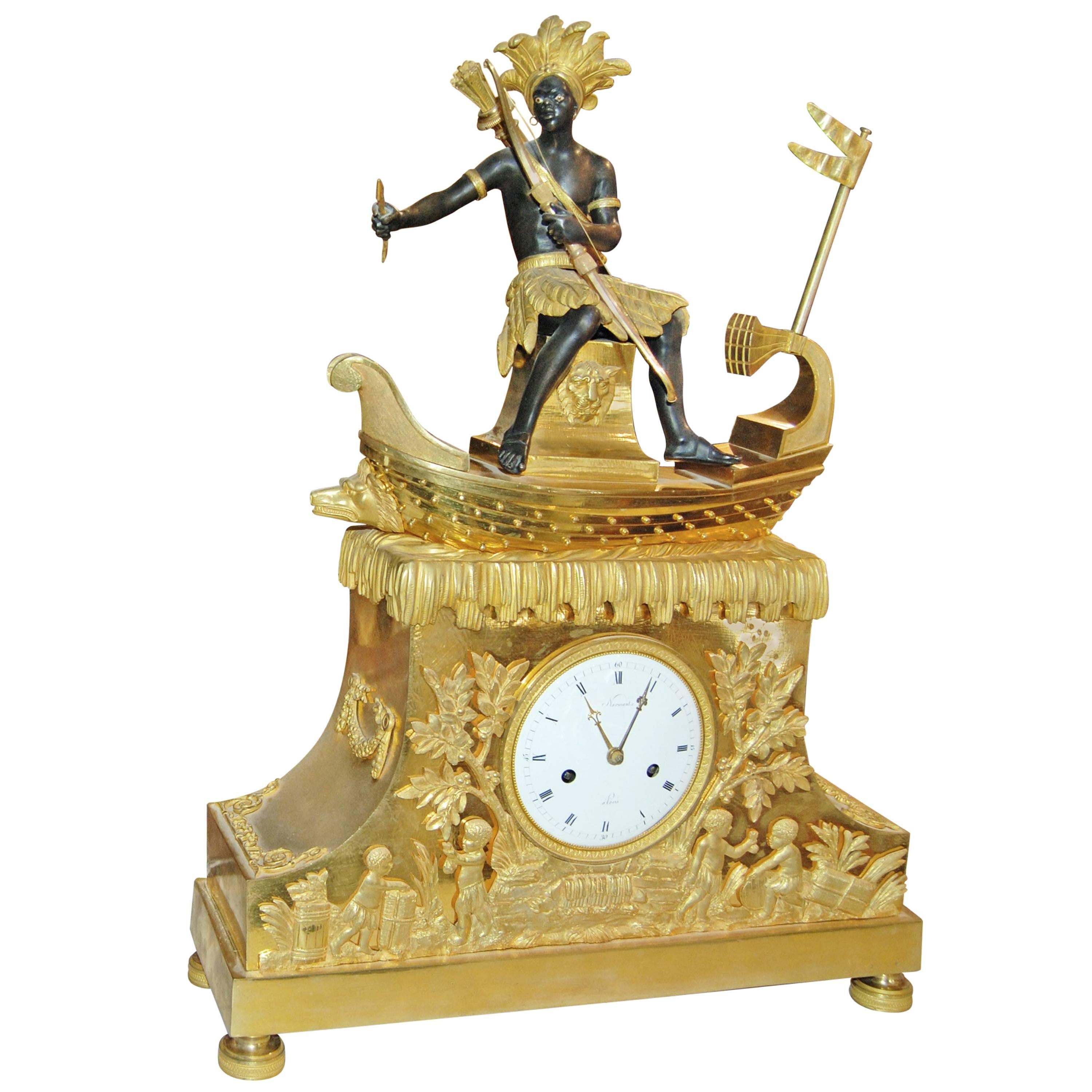 Exceptional Bronze Bon Sauvage Clock