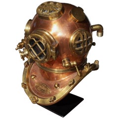 Used American Copper and Brass Replica Naval Diving Helmet, Boston, MA. 20th Century