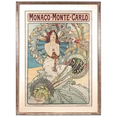 Lithographie française Art Nouveau Monaco Monte-Carlo par Alphonse Mucha