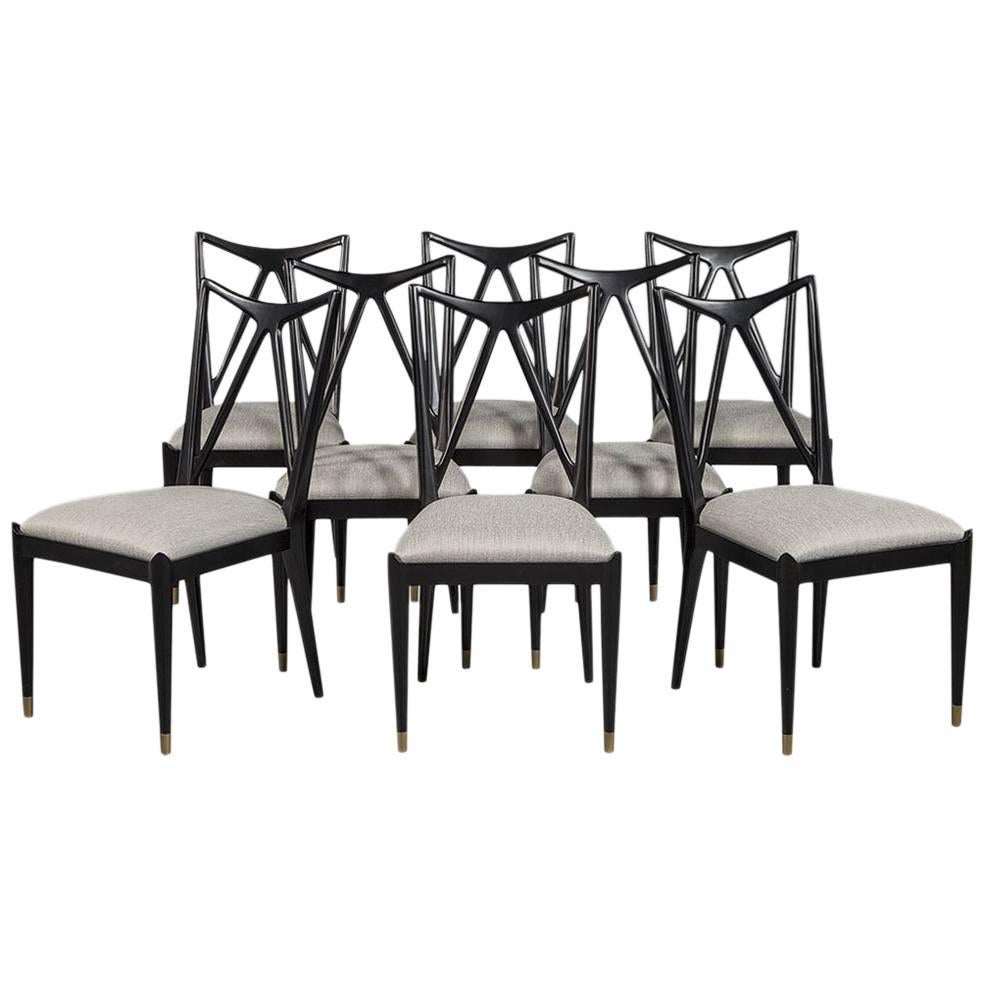 Set of Eight Chavet Mid-Century Modern Inspired Dining Chairs
