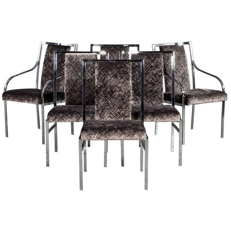 Set of Six Modern Chrome Dining Chairs at 1stDibs