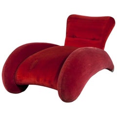 Vintage Modern Red Art Deco Chaise Longue