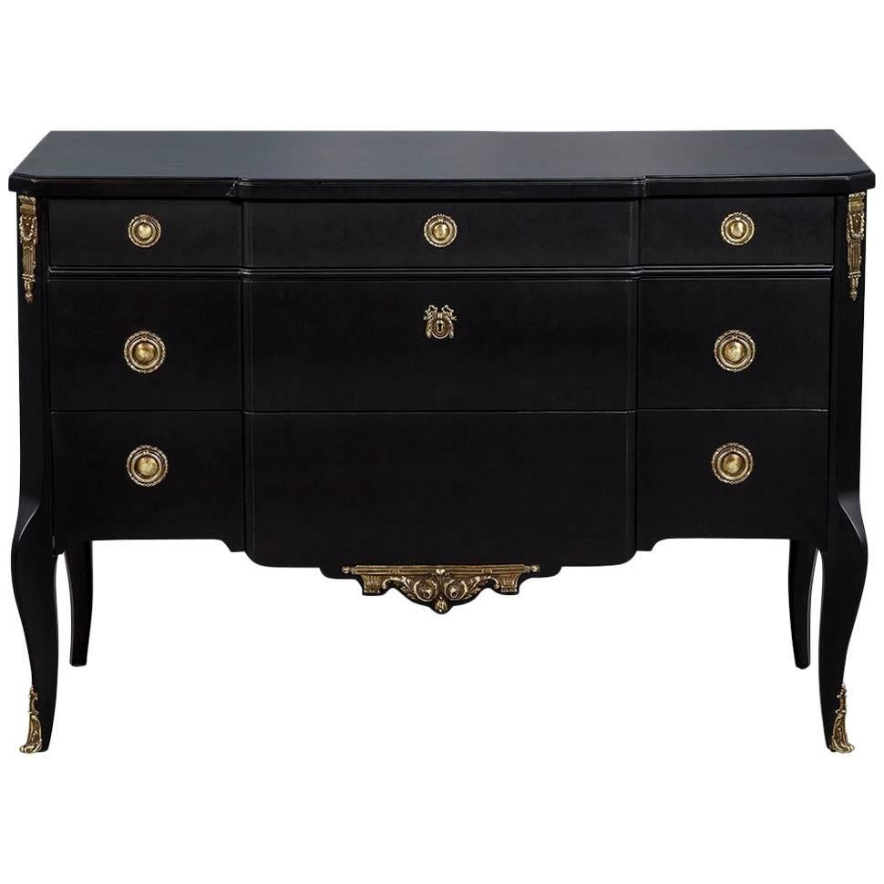 Ebonized Directoire Chest with Bronze Mounts by Ruder of New York City