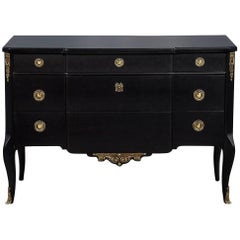 Retro Ebonized Directoire Chest with Bronze Mounts by Ruder of New York City