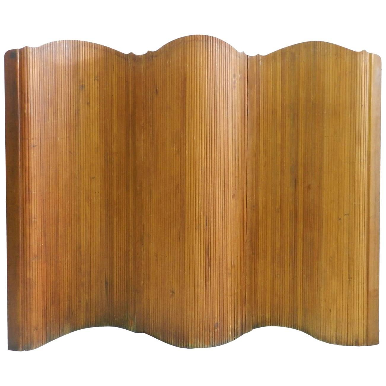  French Room Divider Wood Roll up Screen by S.N.S.A Midcentury Art Deco