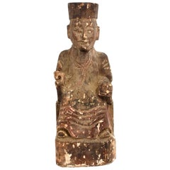 19th Century Taoist Master Wood Statue