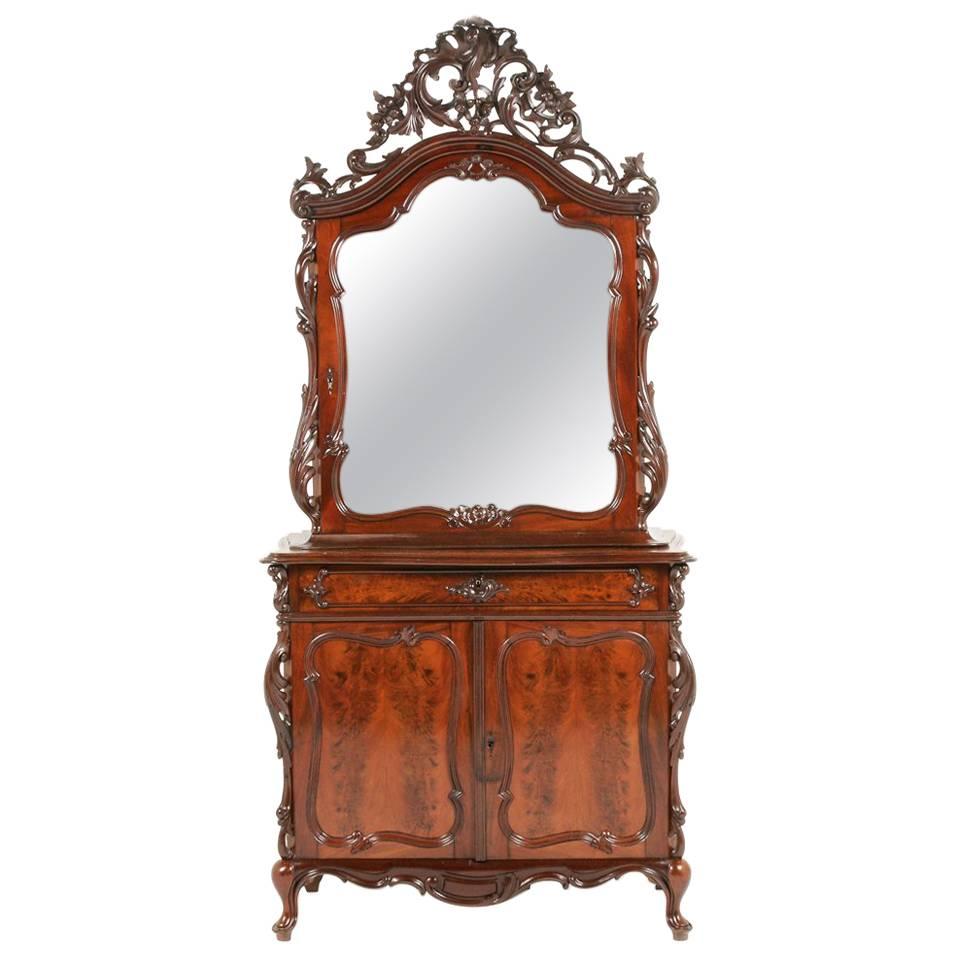 Highly Carved Continental Victorian Cabinet