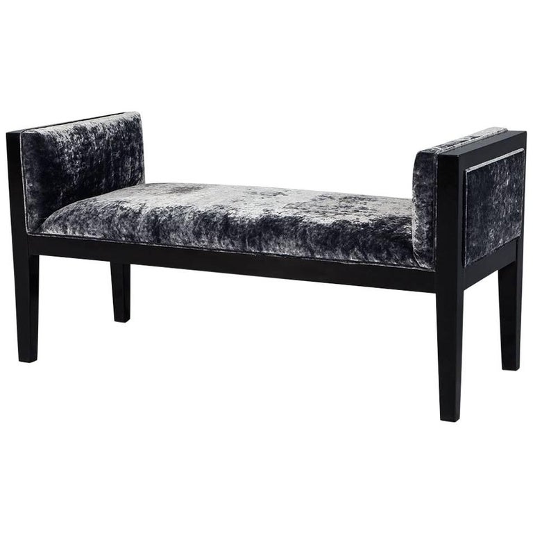 MidCentury Modern Black Lacquered Bench For Sale at 1stDibs