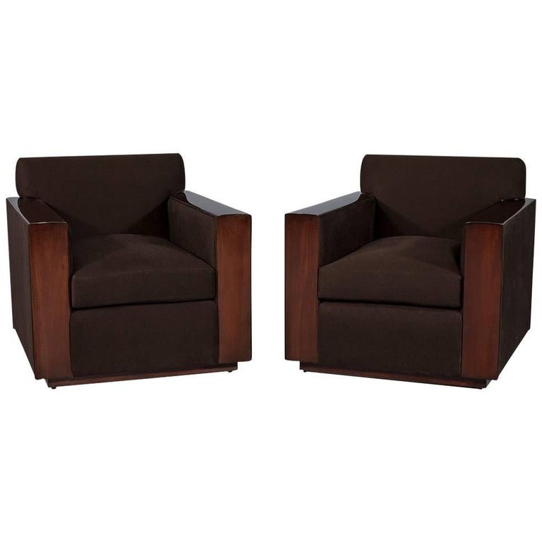 Pair Of Modern Art Deco Inspired Club Chairs For At 1stdibs Pair Of Modern Art Deco Inspired Club Chairs For