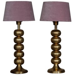 Vintage Pair of Brass Table Lamps by Aneta, Sweden, 1960s