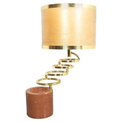 Romeo Rega Attr. Adjustable Table Lamp Red Marble Brass, 1970