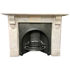 Vintage Period Marble Corbel Fireplace and Cast Iron Insert Surround