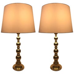Very Large Pair of Swedish Nordiska Kompaniet NK Brass Table Lamps, 1950