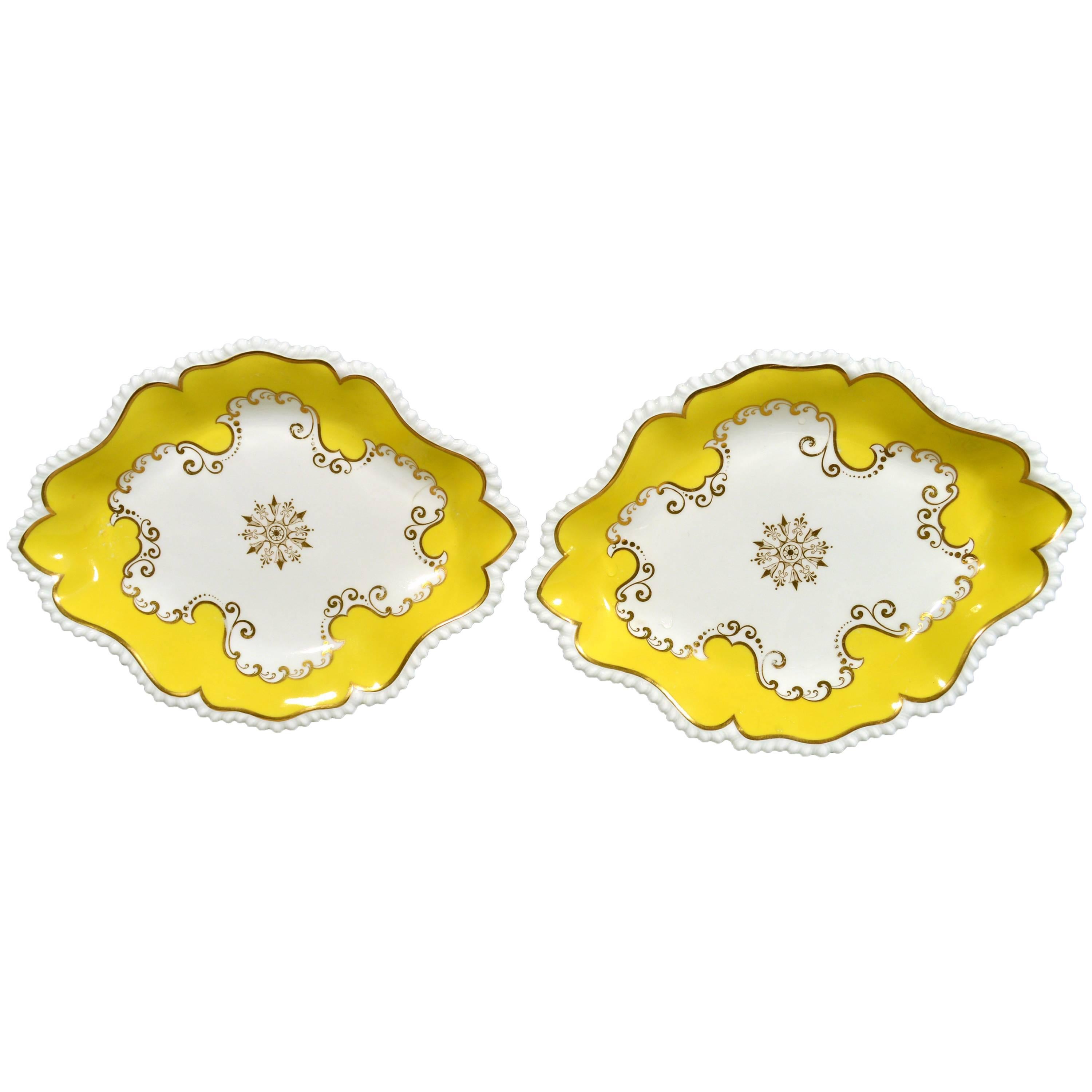 Flight, Barr & Barr Worcester Yellow Oval Porcelain Dishes, circa 1820