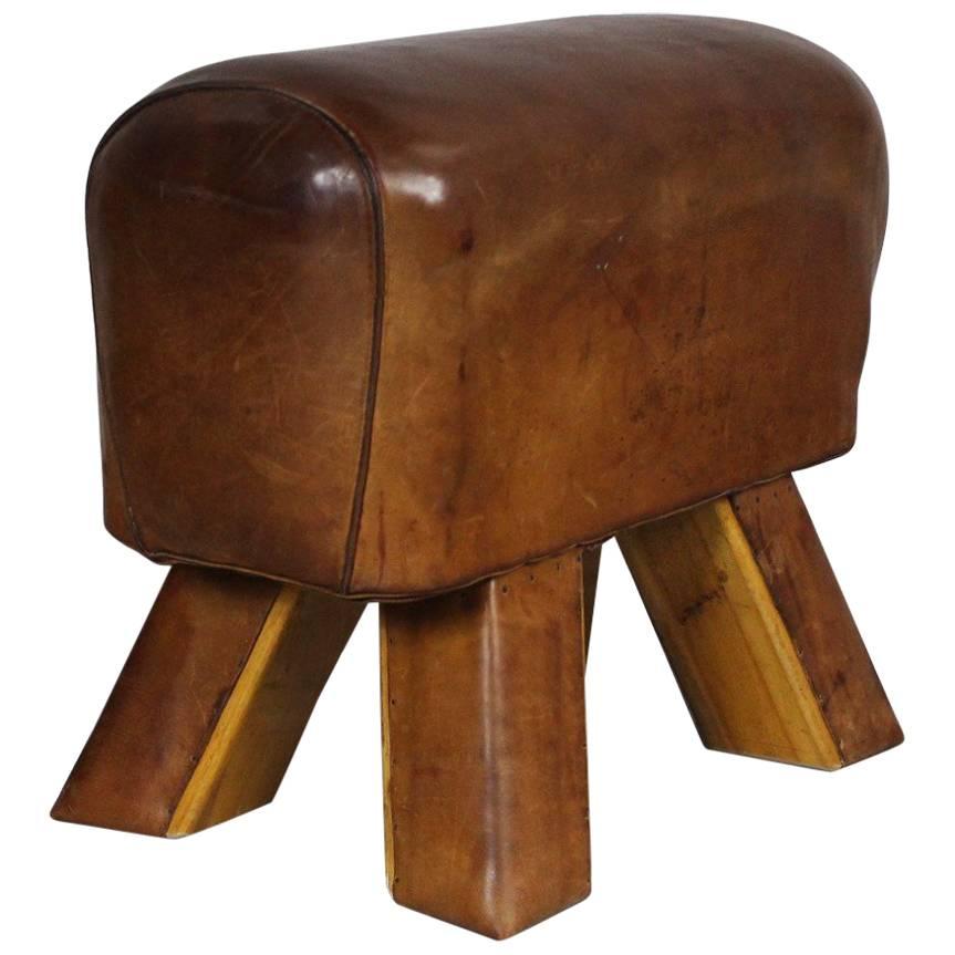 1930s Leather Gym Stool