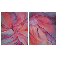 Large Charlotte Segal Acrylic on Canvas Companion Paintings