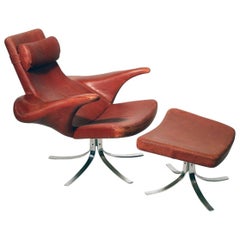 Rare "Seagull" Chair and Ottoman by Berg & Eriksson