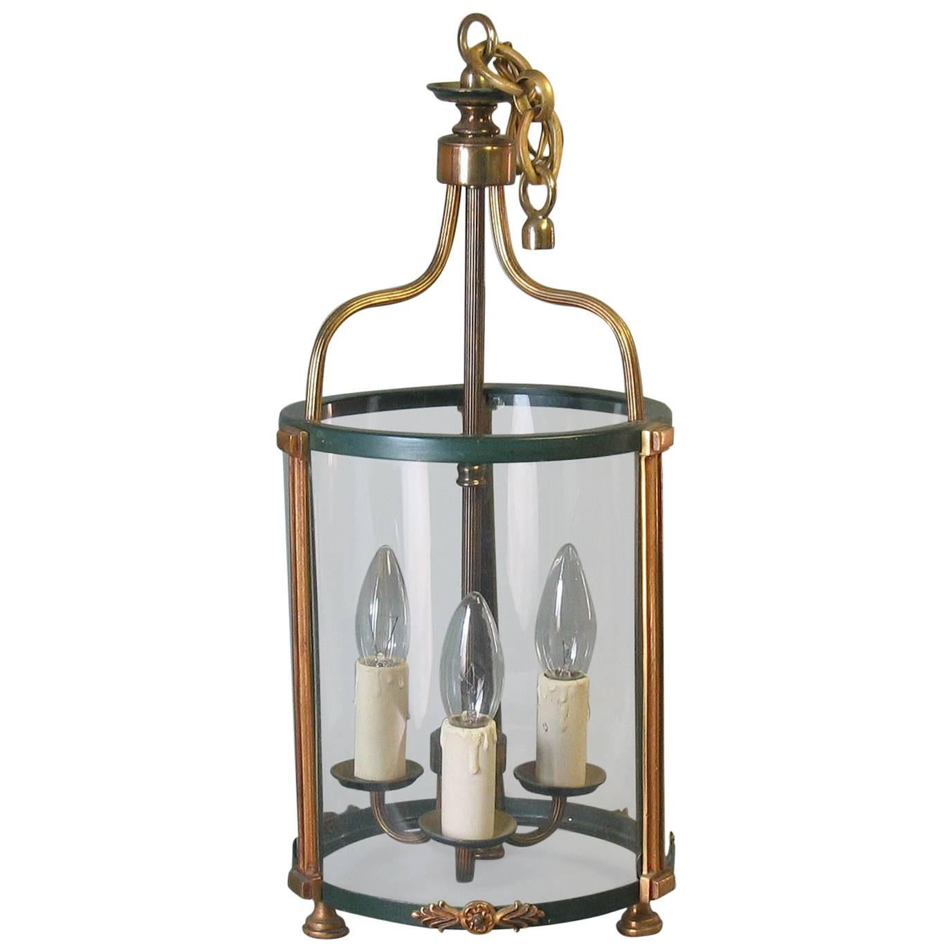 Brass Hanging Hall Lantern in Louis XVI Style