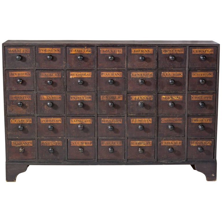 Antique Mahogany Apothecary / Bank of Drawers, circa 1875 at